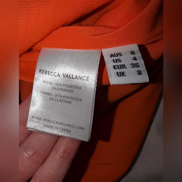 Rebecca Vallance Bright Orange Midi Dress With Rhinestones - Picture 7 of 11